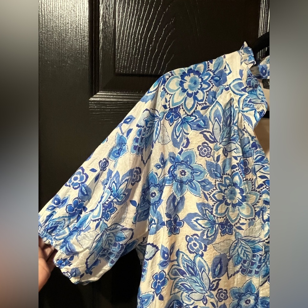 1. State Blue and White Floral Tiered Mini Dress - Picture 4 of 10